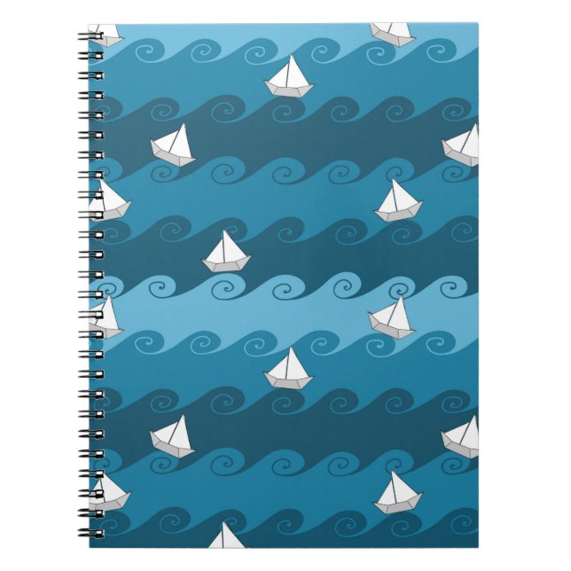 Paper Boats Pattern Notebook (Front)