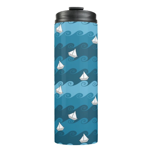 Paper Boats Pattern Thermal Tumbler (Front)