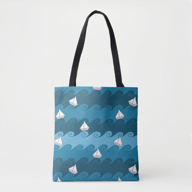Paper Boats Pattern Tote Bag (Front)