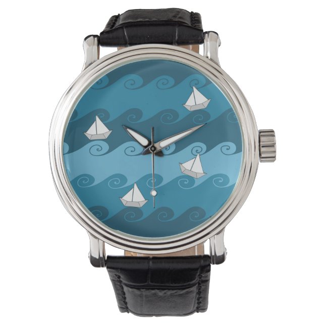 Paper Boats Pattern Watch (Front)