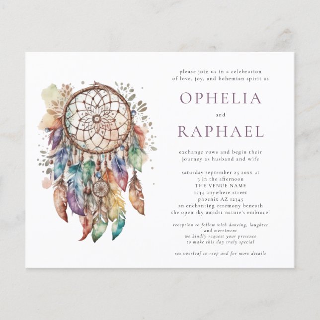PAPER Boho Colourful Dreamcatcher Wedding Purple (Front)