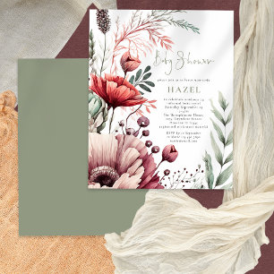 PAPER Boho Florals Burgundy Sage Baby Shower