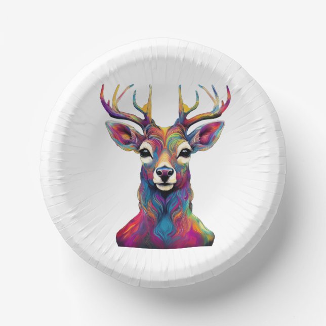 Paper Bowl - The Colourful Deer Artwork Paper Plate (Front)