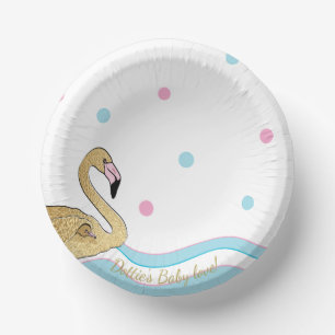 Paper Bowls "Gold Flamingo Baby & Mommy" Paper Plate