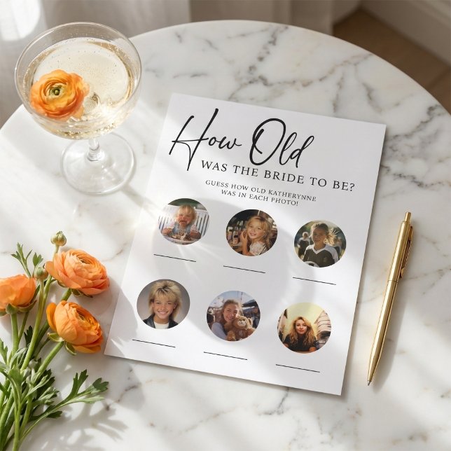 PAPER Bridal Shower Party Game How Old Was Bride (Creator Uploaded)