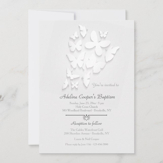 Paper Butterflies Invitation (Front)