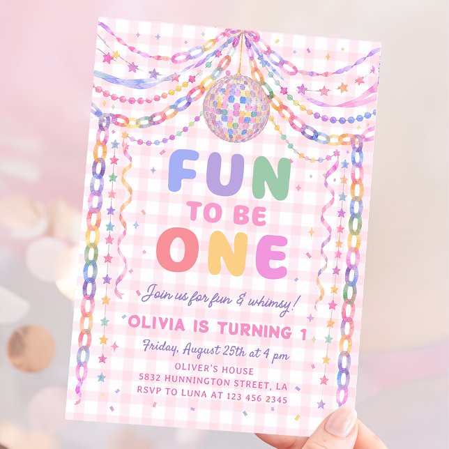 Paper Chains Disco Fun to be One 1st Birthday Invitation (Creator Uploaded)