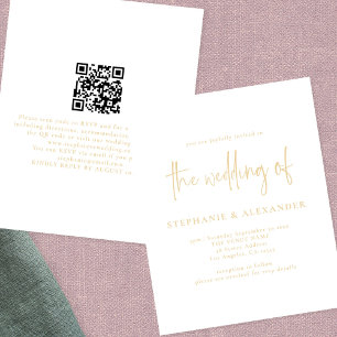 PAPER Champagne Gold Script QR Code Wedding