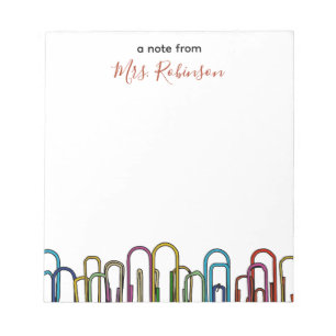 Paper Clip Customizable Teacher Appreciation Notepad
