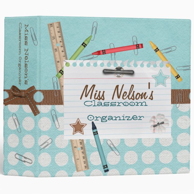Paper Clips and Crayons Classroom Organizer Binder (Front/Spine)