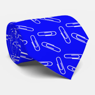 Paper Clips on Blue Tie