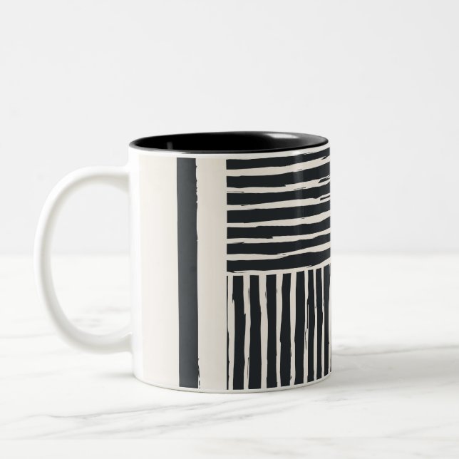 Paper Coaster black and white  Two-Tone Coffee Mug (Left)