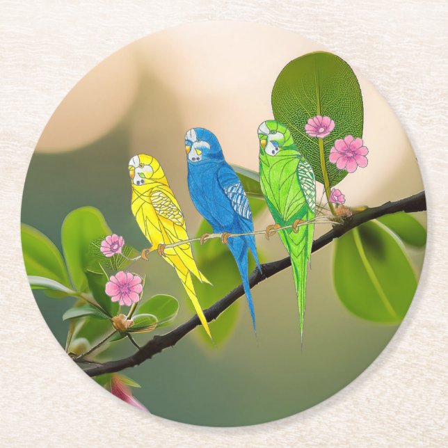 Paper Coaster Budgies (Front)