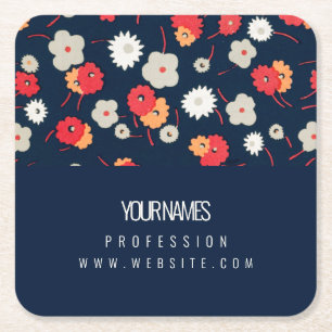 PAPER COASTER BUSINESS CARD : BLOSSOM WOODCUT