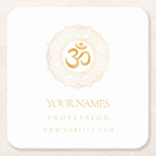 PAPER COASTER BUSINESS CARD : GOLD MANDALA & OHM