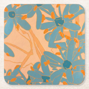 Paper Coaster Contemporary Leaf Design in Peach