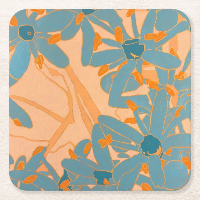 Paper Coaster Contemporary Leaf Design in Peach (Front)