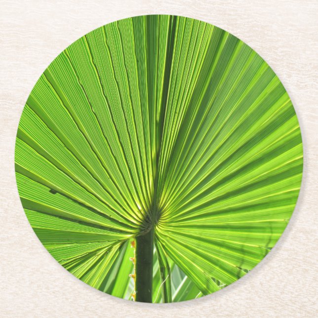 Paper Coaster - Green Palm Leaf (Front)