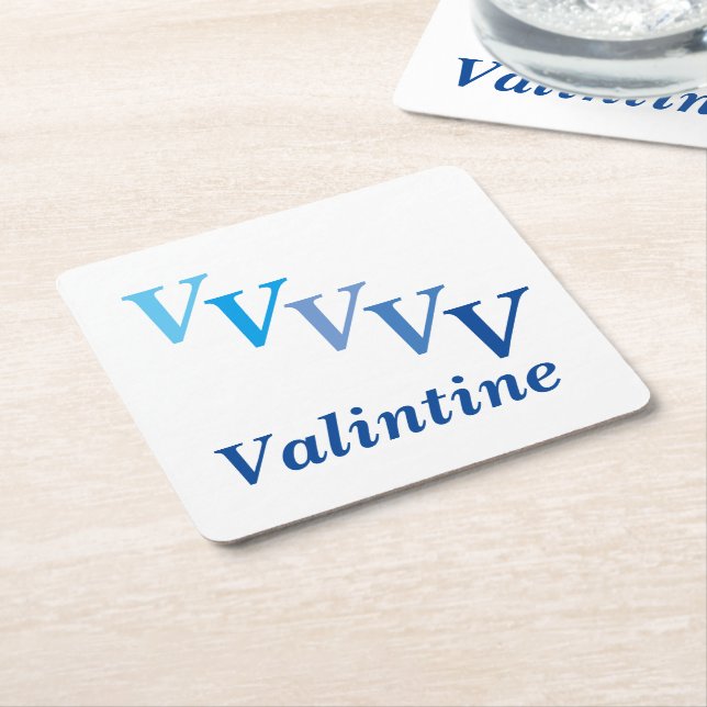 Paper Coaster - Name and Initals (blue) (Angled)