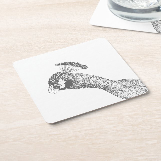 Paper Coaster - Peacock Head to Colour (Angled)