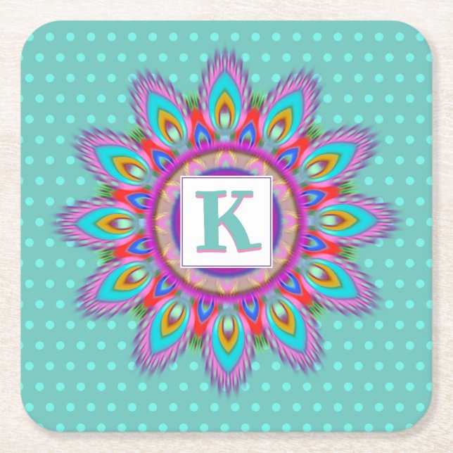 Paper coaster psychedelic custom initials (Front)