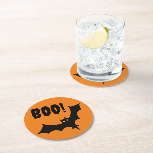 Paper Coaster Set Of Six - Boo! Bat Halloween (Insitu)