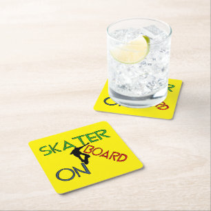 Paper Coaster- Skater On Board Square Paper Coaster