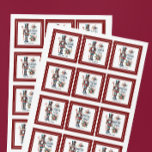 Paper Coaster Square Sticker<br><div class="desc">Colourful festive Christmas nutcracker with a candy cane,  Christmas decoration,  and sweet Christmas wishes retro typography.
Customizable text.</div>