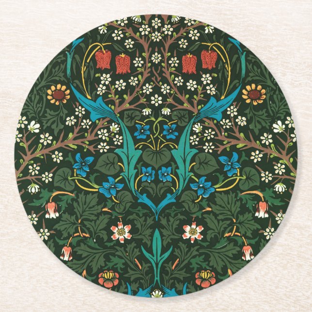 PAPER COASTER WILLIAM MORRIS "TULIPS" DESIGN (Front)