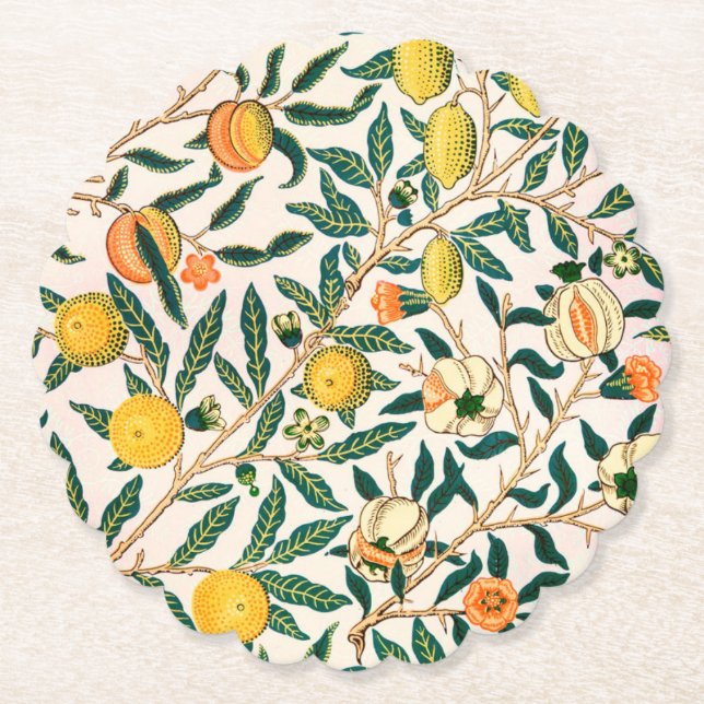 PAPER COASTER WILLIAM MORRIS YELLOW "POMEGRANATES" (Front)