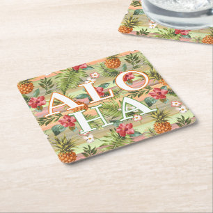 Paper Coaster With Tropical Fruit Floral Pattern