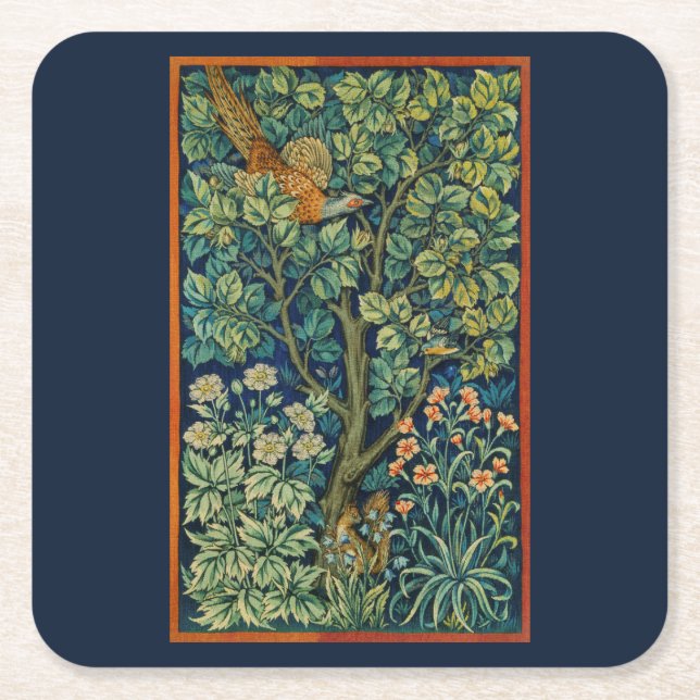 PAPER COASTER WITH WILLIAM MORRIS PHEASANT DESIGN (Front)