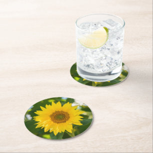 Paper Coaster with Yellow Sunflower