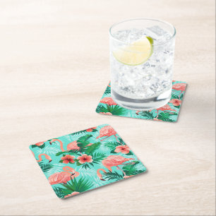 Paper Coasters Flamingo Tropical Palms