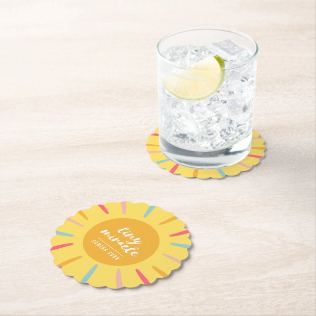 Paper Coasters - Yellow "Tiny miracle' Baby Shower (Insitu)