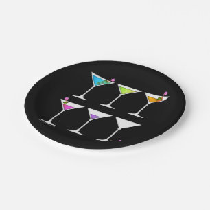 PAPER COCKTAIL PLATES - DISAPPEARING MARTINIS