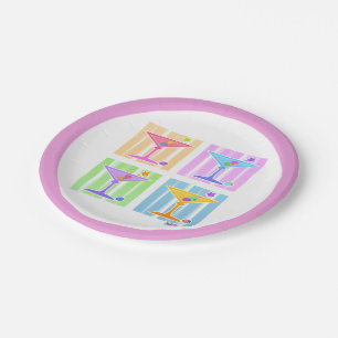PAPER COCKTAIL PLATES - PASTEL POP ART MARTINIS