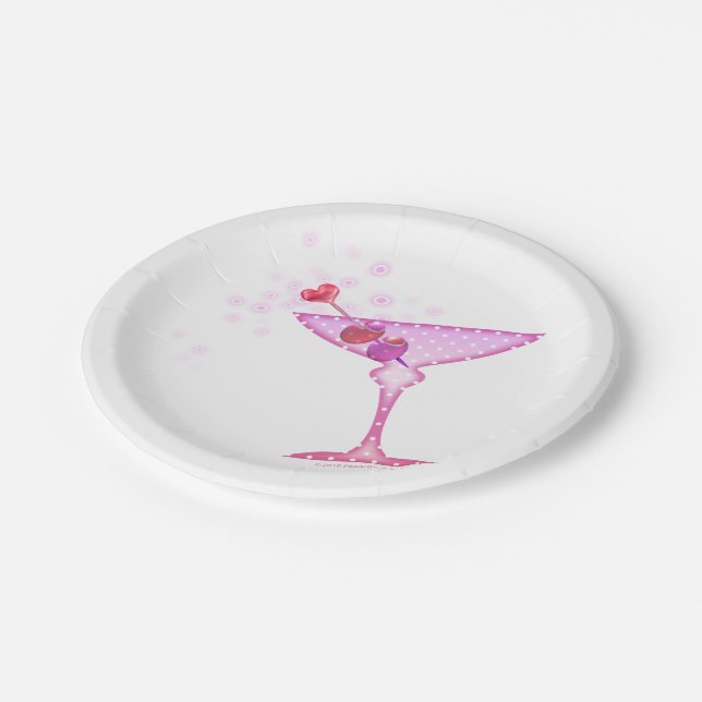 PAPER COCKTAIL PLATES - PINK MARTINI GLASS (Angled)