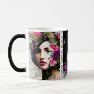Paper Collage Style Art Vintage Ladies Magic Mug
