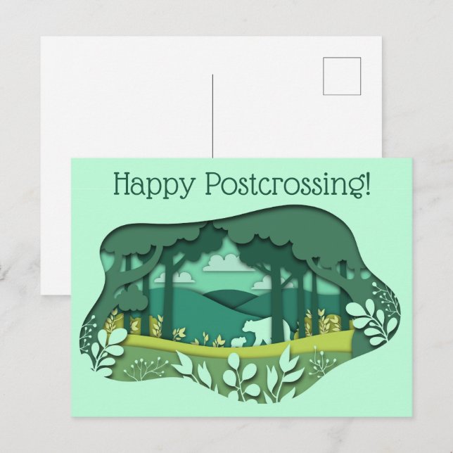 Paper Craft Mama Bear And Cub  Postcard (Front/Back)