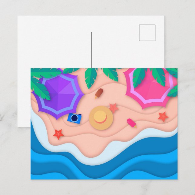 Paper Craft Summer at the Beach  Postcard (Front/Back)