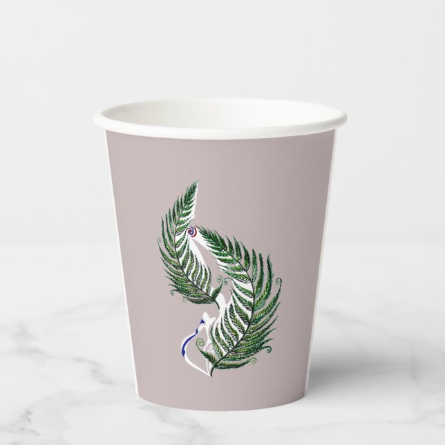Paper cup Aotearoa Country Shape Fern with Text (Front)