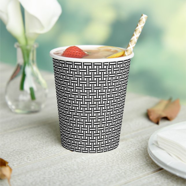 Paper Cup Black & White Stripe (Insitu)