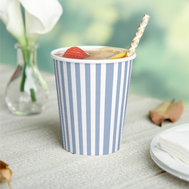 Paper Cup Blue & White Stripe (Insitu)