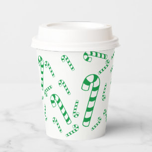 Paper Cup - Candy Canes in Green