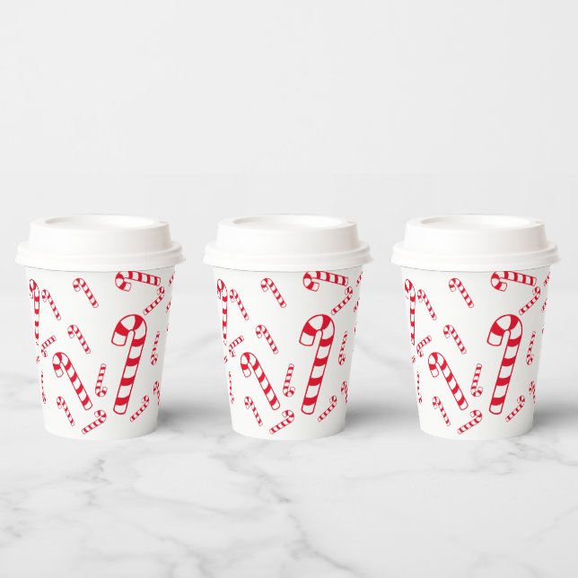 Paper Cup - Candy Canes in Red (Multi)