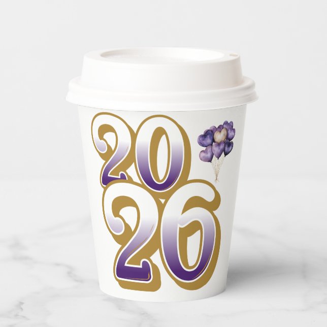 Paper cup-Happy New Year 2026 Tableware Set Paper Cups (Front)