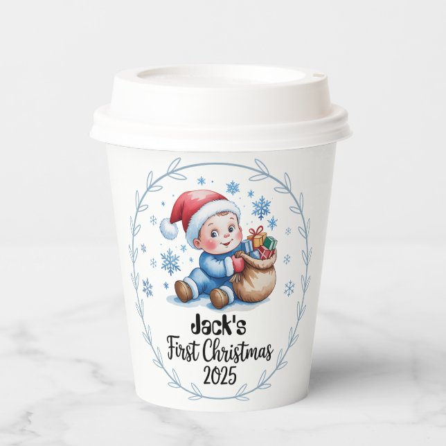 Paper cup-Personalized Baby’s First Christmas Part Paper Cups (Front)