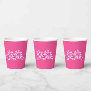 Paper Cup - Pink Stripped Geraniums