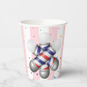 Paper Cup Pink & White Stripe Barber Pole